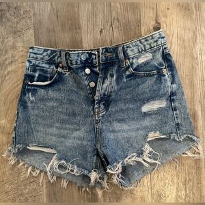 Denim Blue Distressed Women's Shorts